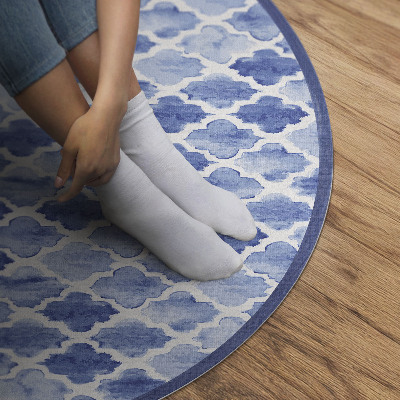 Tapis rond en vinyle Carreaux de mosaïque aquarelle méditerranéens