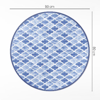 Tapis rond en vinyle Carreaux de mosaïque aquarelle méditerranéens