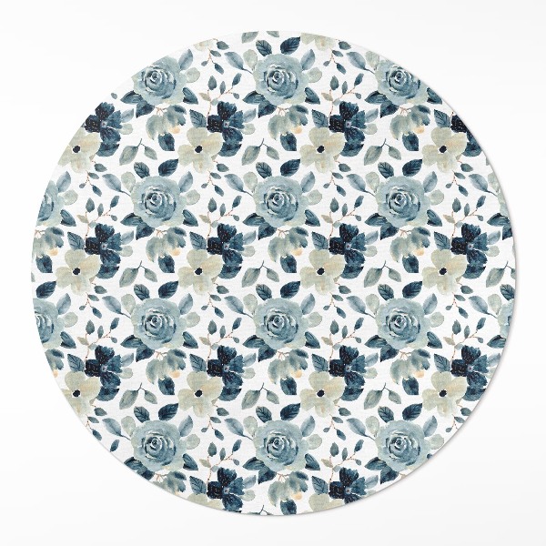 Tapis rond en vinyle Motif floral régulier de fleurs peintes