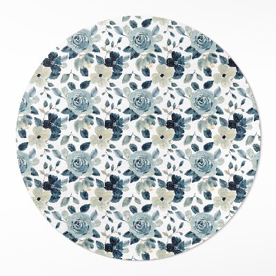 Tapis rond en vinyle Motif floral régulier de fleurs peintes