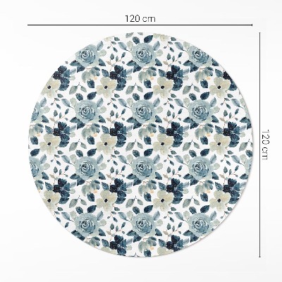 Tapis rond en vinyle Motif floral régulier de fleurs peintes