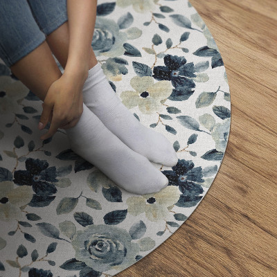 Tapis rond en vinyle Motif floral régulier de fleurs peintes