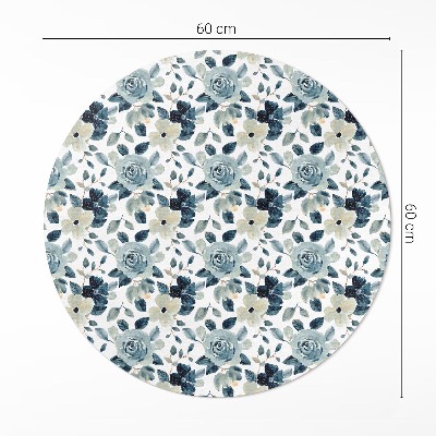 Tapis rond en vinyle Motif floral régulier de fleurs peintes