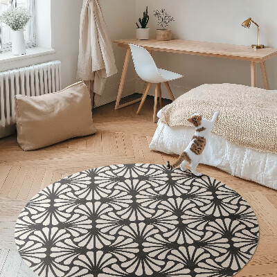 Tapis rond en vinyle Géométrie feuilles de ginkgo art déco glamour