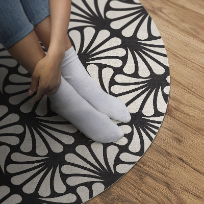 Tapis rond en vinyle Géométrie feuilles de ginkgo art déco glamour