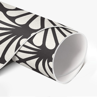 Tapis rond en vinyle Géométrie feuilles de ginkgo art déco glamour