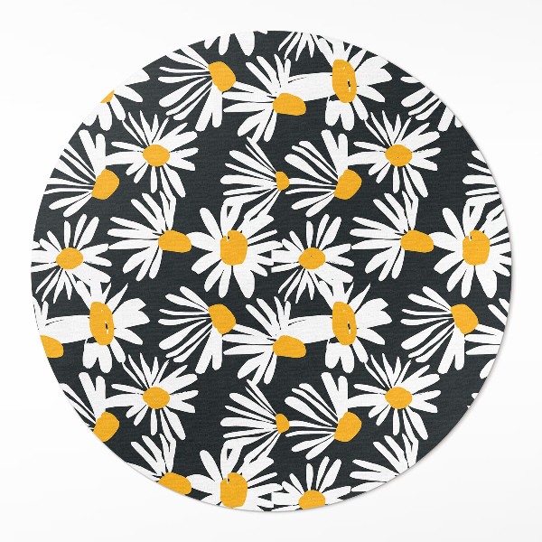 Tapis rond en vinyle Marguerites peintes, fleurs sauvages
