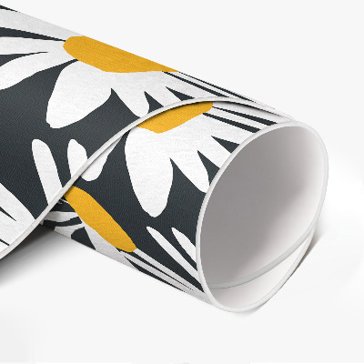 Tapis rond en vinyle Marguerites peintes, fleurs sauvages