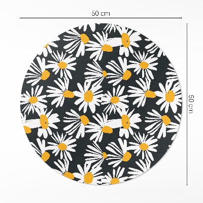 Tapis rond en vinyle Marguerites peintes, fleurs sauvages