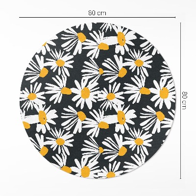 Tapis rond en vinyle Marguerites peintes, fleurs sauvages