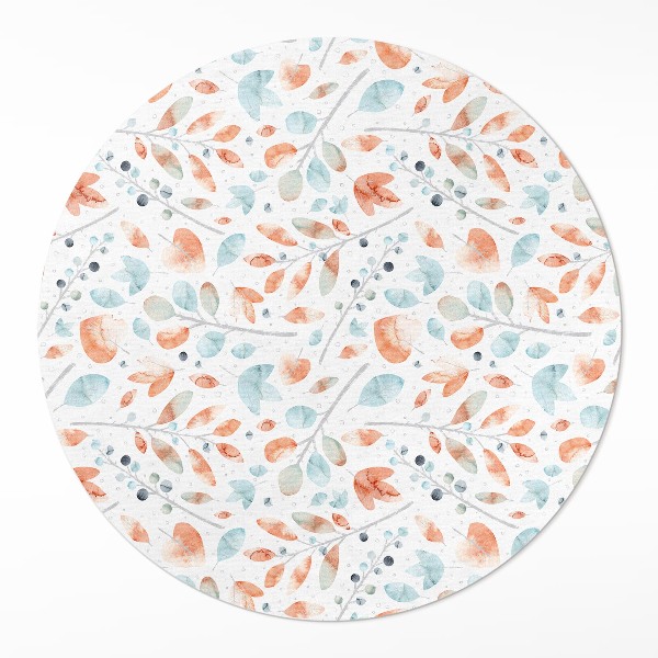 Tapis rond en vinyle Aquarelle de brindilles et de feuilles bohèmes