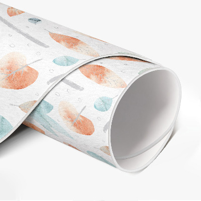 Tapis rond en vinyle Aquarelle de brindilles et de feuilles bohèmes