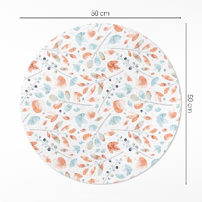 Tapis rond en vinyle Aquarelle de brindilles et de feuilles bohèmes