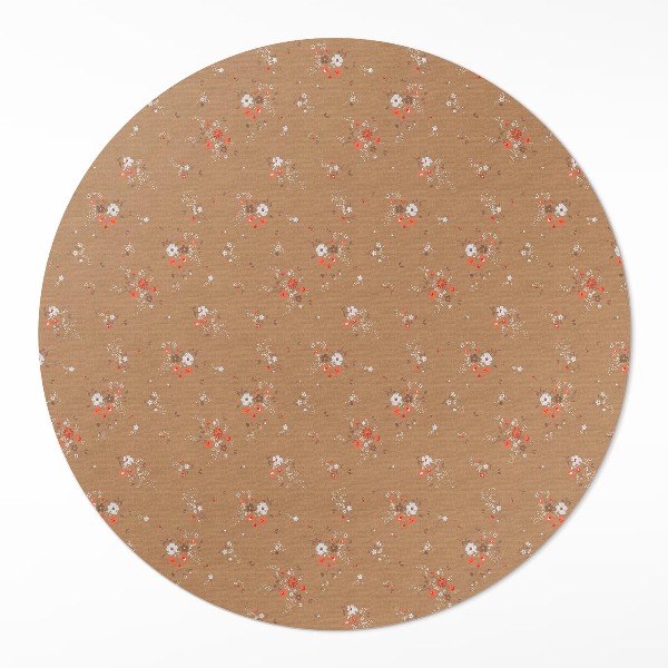 Tapis rond en vinyle Petites fleurs sauvages, style bohème vintage