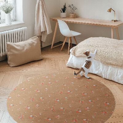 Tapis rond en vinyle Petites fleurs sauvages, style bohème vintage