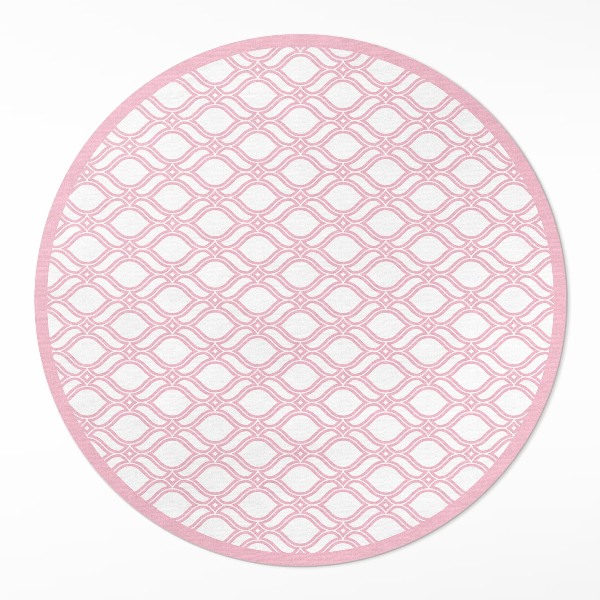 Tapis rond en vinyle Petite mosaïque tressée rose poudré