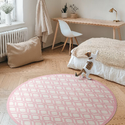 Tapis rond en vinyle Petite mosaïque tressée rose poudré