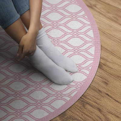 Tapis rond en vinyle Petite mosaïque tressée rose poudré