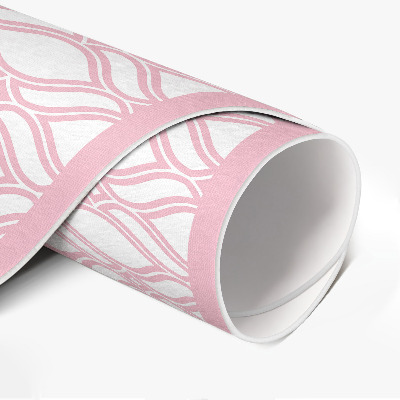 Tapis rond en vinyle Petite mosaïque tressée rose poudré