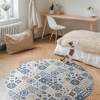Tapis vinyle Carreaux décoratifs bleus en mosaïque grecque