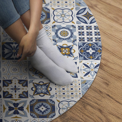 Tapis vinyle Carreaux décoratifs bleus en mosaïque grecque