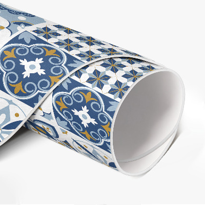 Tapis vinyle Carreaux décoratifs bleus en mosaïque grecque