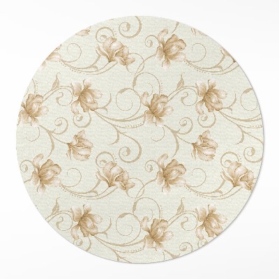 Tapis rond en vinyle Belles fleurs de plantes dans un style ornemental