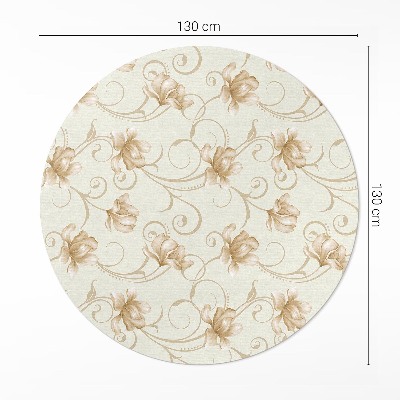 Tapis rond en vinyle Belles fleurs de plantes dans un style ornemental