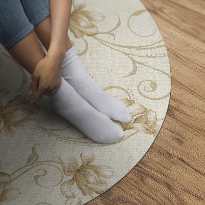 Tapis rond en vinyle Belles fleurs de plantes dans un style ornemental