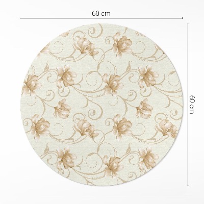 Tapis rond en vinyle Belles fleurs de plantes dans un style ornemental