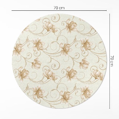 Tapis rond en vinyle Belles fleurs de plantes dans un style ornemental