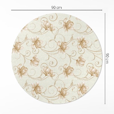 Tapis rond en vinyle Belles fleurs de plantes dans un style ornemental