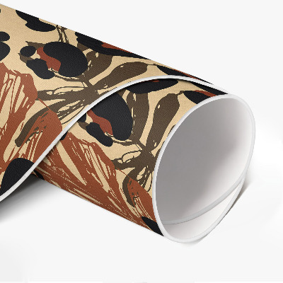 Tapis rond en vinyle Motif de jungle léopard à feuilles tropicales