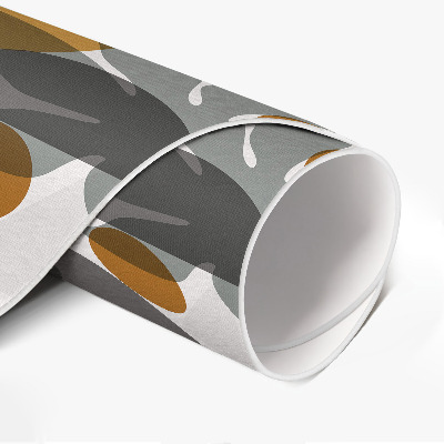 Tapis rond en vinyle Illustration de feuilles et de formes bohèmes