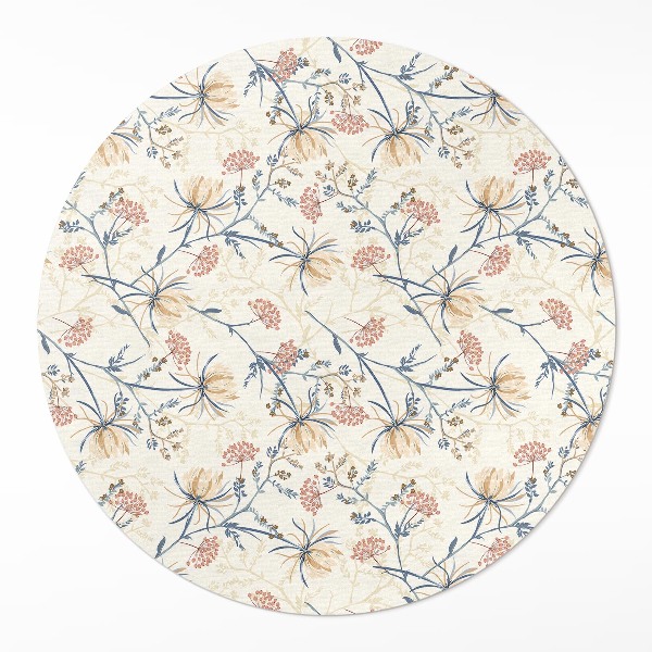 Tapis rond en vinyle Motif bohème délicat de prairie fleurie