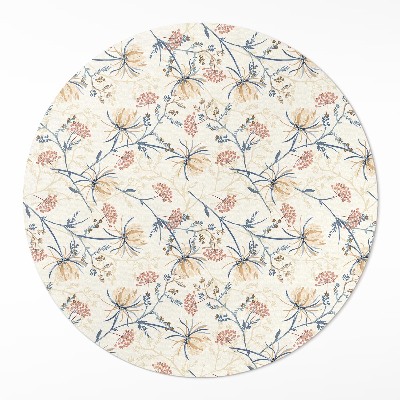 Tapis rond en vinyle Motif bohème délicat de prairie fleurie