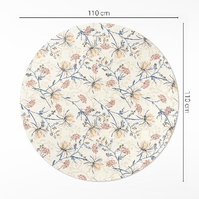 Tapis rond en vinyle Motif bohème délicat de prairie fleurie