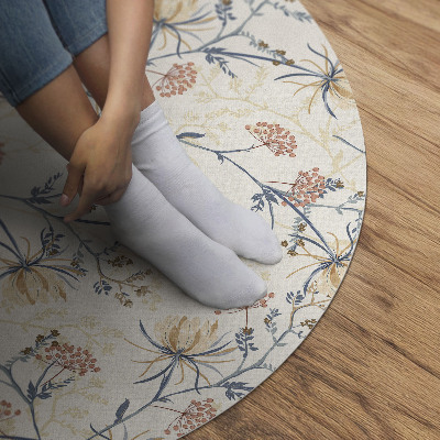 Tapis rond en vinyle Motif bohème délicat de prairie fleurie