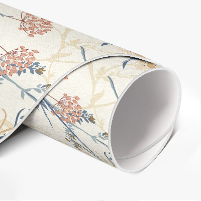 Tapis rond en vinyle Motif bohème délicat de prairie fleurie