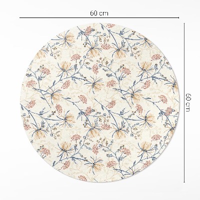 Tapis rond en vinyle Motif bohème délicat de prairie fleurie