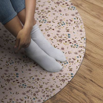Tapis rond en vinyle Petites fleurs dans une prairie, style bohème