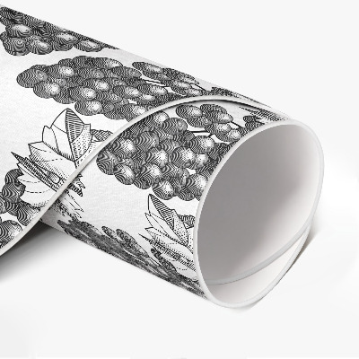 Tapis rond en vinyle Croquis de vigne vintage