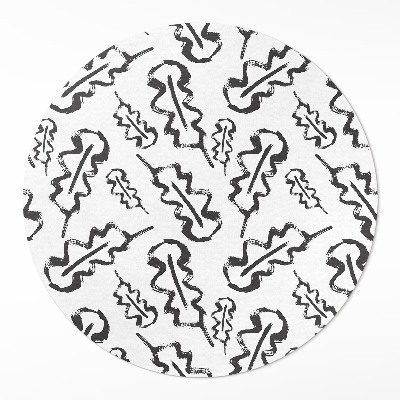 Tapis rond en vinyle Feuilles peintes dans un style minimaliste