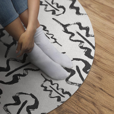 Tapis rond en vinyle Feuilles peintes dans un style minimaliste