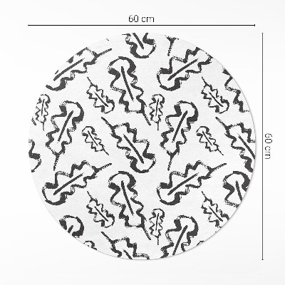 Tapis rond en vinyle Feuilles peintes dans un style minimaliste
