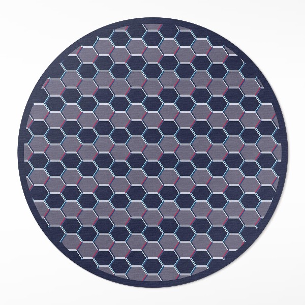 Tapis rond en vinyle Petite mosaïque d'hexagones 3D