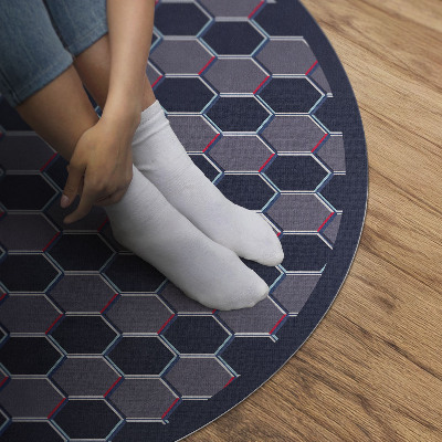 Tapis rond en vinyle Petite mosaïque d'hexagones 3D