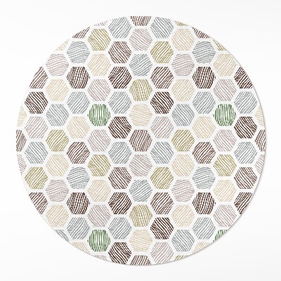 Tapis rond en vinyle Hexagones à motifs aux couleurs pastel bohèmes