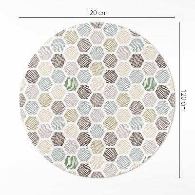 Tapis rond en vinyle Hexagones à motifs aux couleurs pastel bohèmes