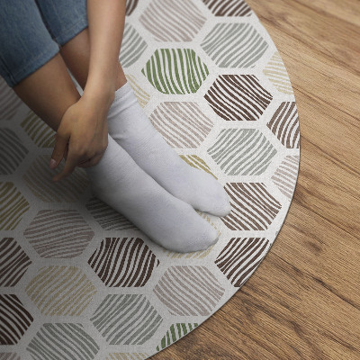 Tapis rond en vinyle Hexagones à motifs aux couleurs pastel bohèmes